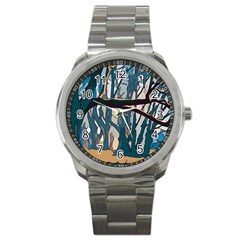 Forest Artwork Card Greeting Woods Sport Metal Watch by Wegoenart