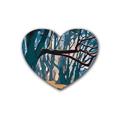 Forest Artwork Card Greeting Woods Heart Coaster (4 Pack) 