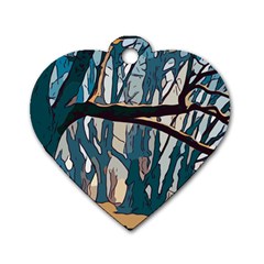 Forest Artwork Card Greeting Woods Dog Tag Heart (one Side) by Wegoenart