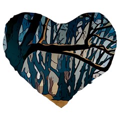 Forest Artwork Card Greeting Woods Large 19  Premium Heart Shape Cushions by Wegoenart