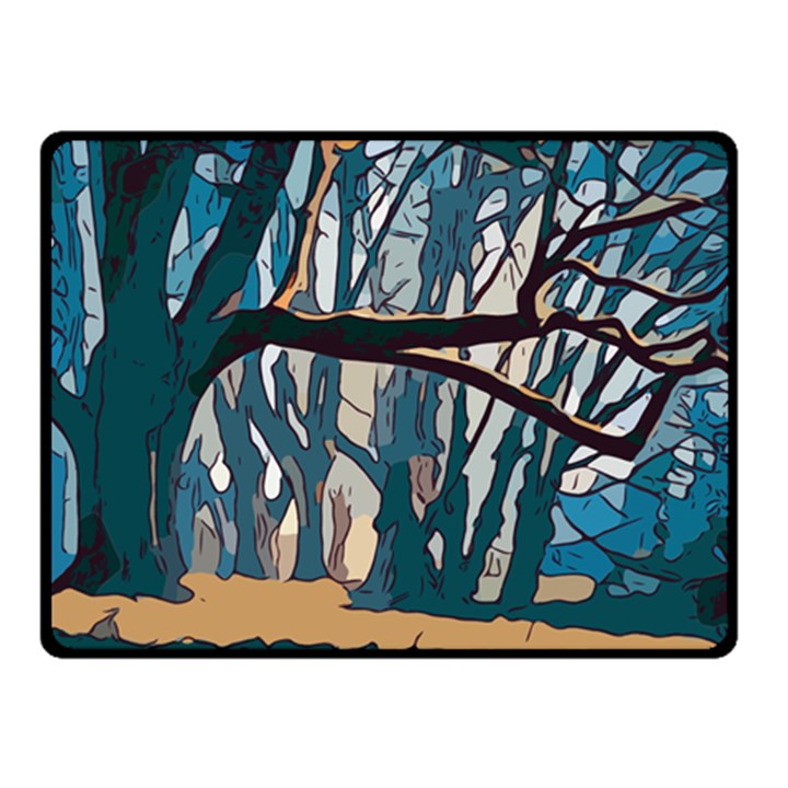 Forest Artwork Card Greeting Woods Double Sided Fleece Blanket (Small) 