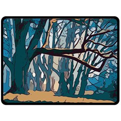 Forest Artwork Card Greeting Woods Double Sided Fleece Blanket (large)  by Wegoenart