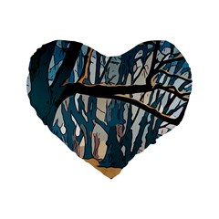 Forest Artwork Card Greeting Woods Standard 16  Premium Flano Heart Shape Cushions by Wegoenart