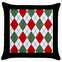 Red Green White Argyle Navy Throw Pillow Case (black)