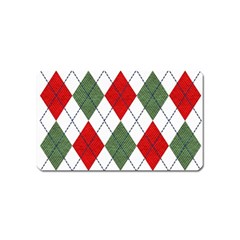 Red Green White Argyle Navy Magnet (name Card) by Wegoenart