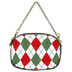 Red Green White Argyle Navy Chain Purse (two Sides) by Wegoenart