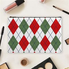 Red Green White Argyle Navy Cosmetic Bag (large) by Wegoenart