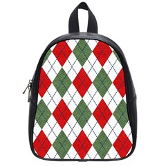 Red Green White Argyle Navy School Bag (small) by Wegoenart