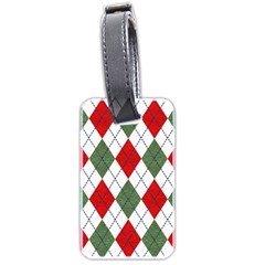 Red Green White Argyle Navy Luggage Tags (two Sides) by Wegoenart