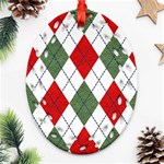 Red Green White Argyle Navy Oval Filigree Ornament (Two Sides) Back