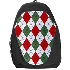 Red Green White Argyle Navy Backpack Bag by Wegoenart