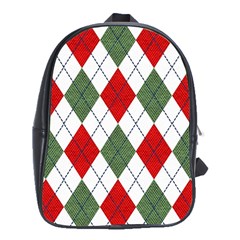 Red Green White Argyle Navy School Bag (xl) by Wegoenart