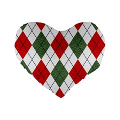 Red Green White Argyle Navy Standard 16  Premium Heart Shape Cushions