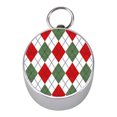 Red Green White Argyle Navy Mini Silver Compasses by Wegoenart