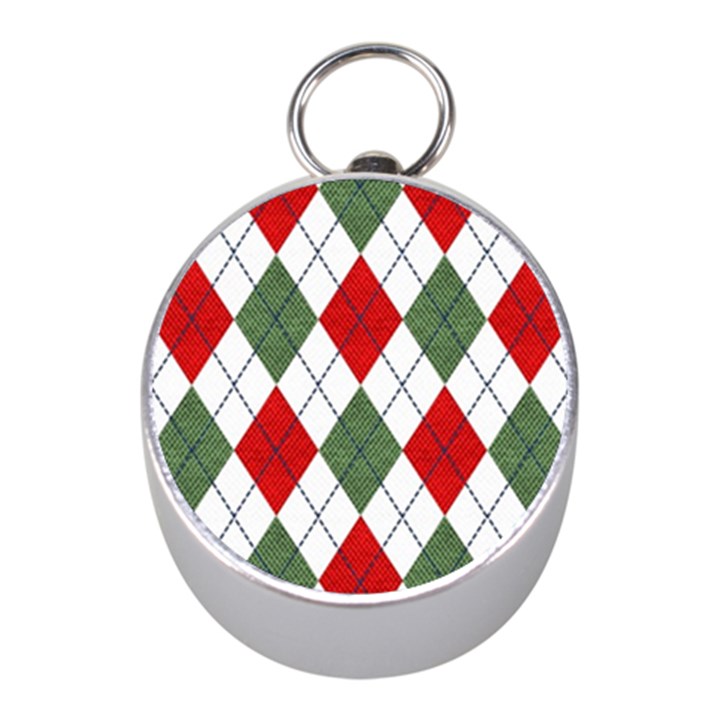 Red Green White Argyle Navy Mini Silver Compasses