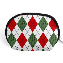 Red Green White Argyle Navy Accessory Pouch (medium) by Wegoenart