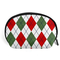 Red Green White Argyle Navy Accessory Pouch (large) by Wegoenart