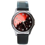 Sci Fi Red Fantasy Futuristic Round Metal Watch Front