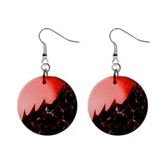 Sci Fi Red Fantasy Futuristic Mini Button Earrings by Wegoenart