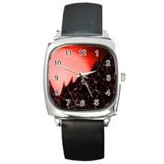 Sci Fi Red Fantasy Futuristic Square Metal Watch by Wegoenart