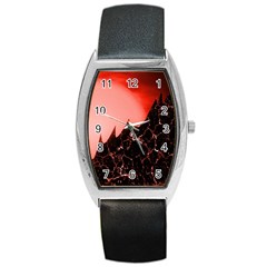 Sci Fi Red Fantasy Futuristic Barrel Style Metal Watch by Wegoenart