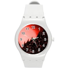 Sci Fi Red Fantasy Futuristic Round Plastic Sport Watch (m) by Wegoenart