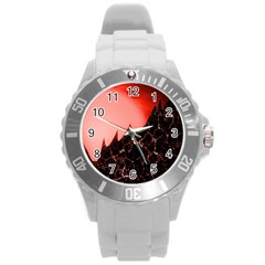 Sci Fi Red Fantasy Futuristic Round Plastic Sport Watch (l) by Wegoenart