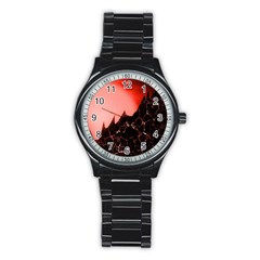 Sci Fi Red Fantasy Futuristic Stainless Steel Round Watch by Wegoenart