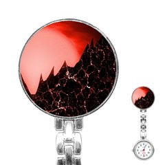 Sci Fi Red Fantasy Futuristic Stainless Steel Nurses Watch by Wegoenart