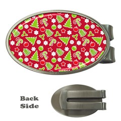 Christmas Paper Scrapbooking Pattern Money Clips (oval)  by Wegoenart