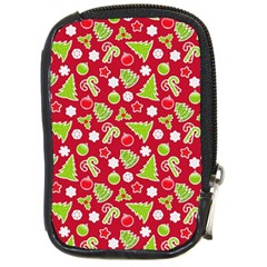 Christmas Paper Scrapbooking Pattern Compact Camera Leather Case by Wegoenart