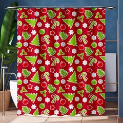 Christmas Paper Scrapbooking Pattern Shower Curtain 60  X 72  (medium)  by Wegoenart