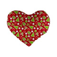 Christmas Paper Scrapbooking Pattern Standard 16  Premium Heart Shape Cushions by Wegoenart