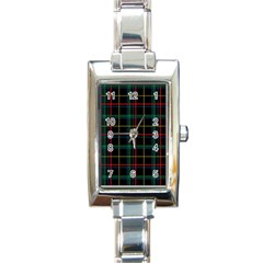 Plaid Tartan Checks Pattern Rectangle Italian Charm Watch by Wegoenart