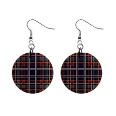 Plaid Tartan Scottish Navy Gold Mini Button Earrings by Wegoenart