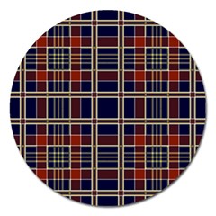 Plaid Tartan Scottish Navy Gold Magnet 5  (round) by Wegoenart