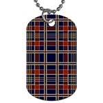 Plaid Tartan Scottish Navy Gold Dog Tag (Two Sides) Front