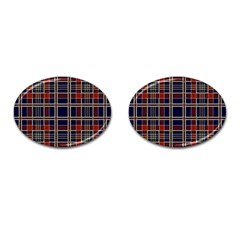 Plaid Tartan Scottish Navy Gold Cufflinks (oval) by Wegoenart