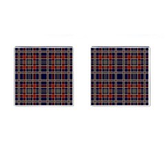 Plaid Tartan Scottish Navy Gold Cufflinks (square) by Wegoenart