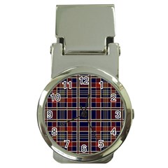 Plaid Tartan Scottish Navy Gold Money Clip Watches by Wegoenart