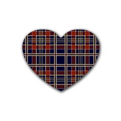 Plaid Tartan Scottish Navy Gold Rubber Coaster (heart) 