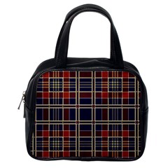 Plaid Tartan Scottish Navy Gold Classic Handbag (one Side) by Wegoenart