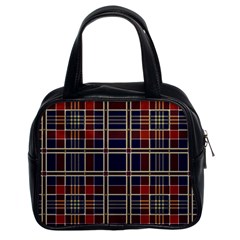 Plaid Tartan Scottish Navy Gold Classic Handbag (two Sides) by Wegoenart