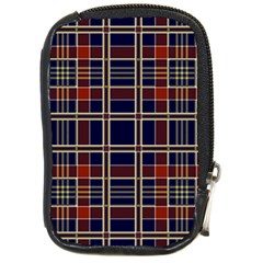 Plaid Tartan Scottish Navy Gold Compact Camera Leather Case by Wegoenart