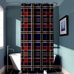 Plaid Tartan Scottish Navy Gold Shower Curtain 36  X 72  (stall)  by Wegoenart