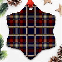 Plaid Tartan Scottish Navy Gold Snowflake Ornament (two Sides) by Wegoenart