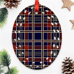 Plaid Tartan Scottish Navy Gold Ornament (oval Filigree) by Wegoenart