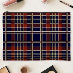 Plaid Tartan Scottish Navy Gold Cosmetic Bag (xxxl) by Wegoenart