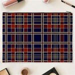 Plaid Tartan Scottish Navy Gold Cosmetic Bag (XXXL) Back