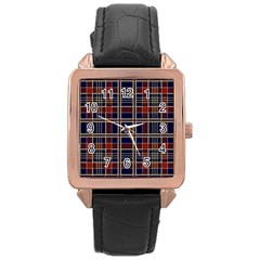 Plaid Tartan Scottish Navy Gold Rose Gold Leather Watch  by Wegoenart